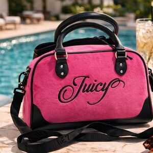 Juicy Couture Raising Star Bowler Bag Hot Pink/Black